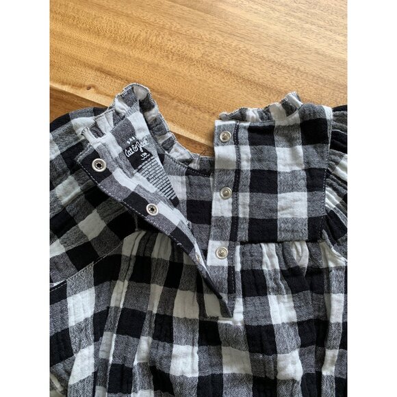 Cat & Jack Baby Girls Black Plaid Bodysuit With Floral Embroidery - Picture 9 of 11